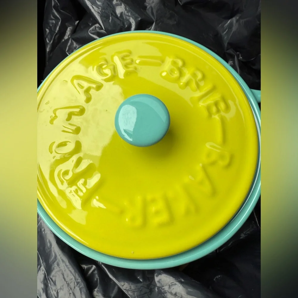 Vibrant Yellow and Blue Cheese Baker